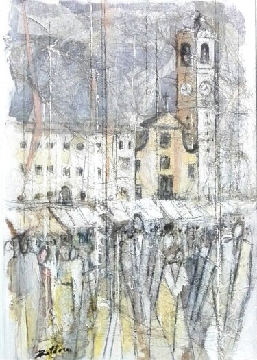 Pittura intitolato "Festa a Bricherasio" da Roberto Balducci, Opera d'arte originale, Acrilico Montato su Telaio per barella…