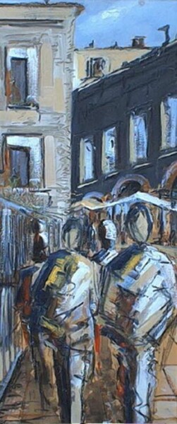 Pittura intitolato "mercatino" da Roberto Balducci, Opera d'arte originale, Olio