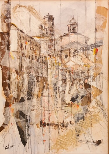 Malerei mit dem Titel "Festa in paese" von Roberto Balducci, Original-Kunstwerk, Acryl Auf Keilrahmen aus Holz montiert