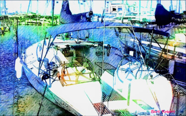 Digitale Kunst getiteld "Ormeggio barca" door Roberto Bartoccini, Origineel Kunstwerk, Digitaal Schilderwerk