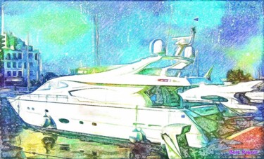 Digitale Kunst mit dem Titel "Yacht" von Roberto Bartoccini, Original-Kunstwerk, Digitale Malerei