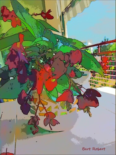 Arts numériques intitulée "Vaso fiori sul balc…" par Roberto Bartoccini, Œuvre d'art originale, Peinture numérique