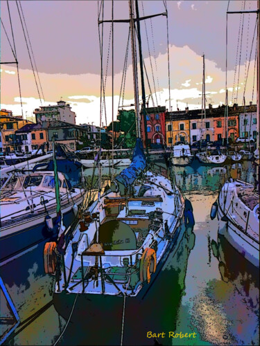 Digital Arts titled "Barca a vela in dar…" by Roberto Bartoccini, Original Artwork, Digital Painting