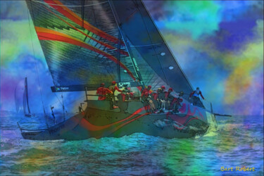 Digital Arts titled "Navigare in regata" by Roberto Bartoccini, Original Artwork, Digital Painting