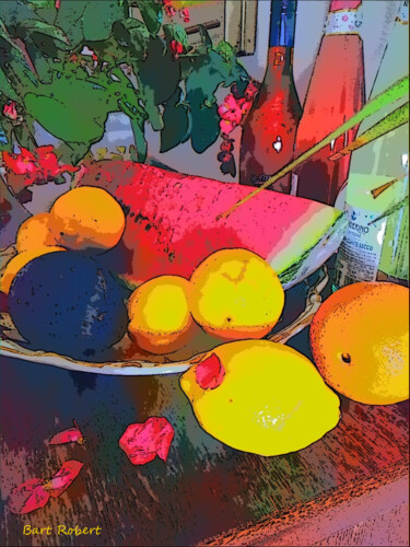 Digital Arts titled "Fruttiera con angur…" by Roberto Bartoccini, Original Artwork, Digital Painting