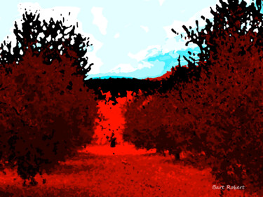 Digitale Kunst getiteld "Il bosco rosso" door Roberto Bartoccini, Origineel Kunstwerk, Digitaal Schilderwerk