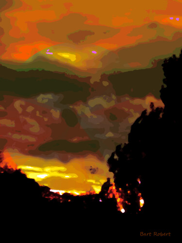 Arte digitale intitolato "Rosso di sera . . ." da Roberto Bartoccini, Opera d'arte originale, Pittura digitale