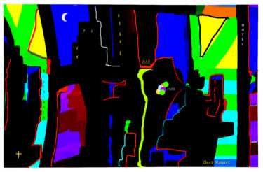 Arte digitale intitolato "Notte in città" da Roberto Bartoccini, Opera d'arte originale, Pittura digitale