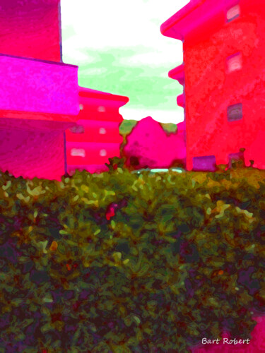 Arte digitale intitolato "Il condominio rosso" da Roberto Bartoccini, Opera d'arte originale, Pittura digitale
