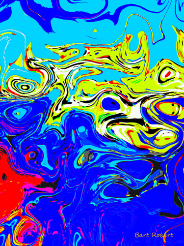 Digital Arts titled "Movement blue" by Roberto Bartoccini, Original Artwork, Digital Painting