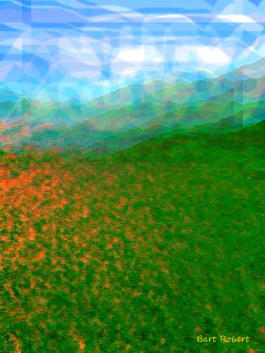 Цифровое искусство под названием "Green hills" - Roberto Bartoccini, Подлинное произведение искусства, Цифровая живопись