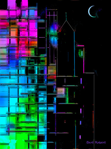 Digitale Kunst mit dem Titel "City lights" von Roberto Bartoccini, Original-Kunstwerk, Digitale Malerei