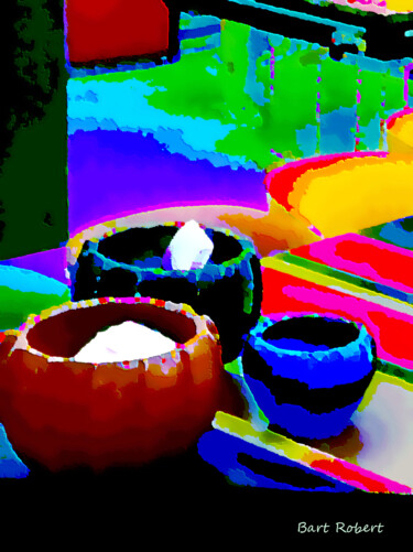 Arte digitale intitolato "Vasi sul tavolo" da Roberto Bartoccini, Opera d'arte originale, Pittura digitale