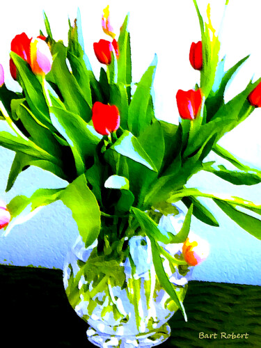 Arte digitale intitolato "Vaso con tulipani" da Roberto Bartoccini, Opera d'arte originale, Pittura digitale