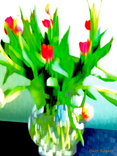 Arte digitale intitolato "Tulipani in vaso" da Roberto Bartoccini, Opera d'arte originale, Pittura digitale