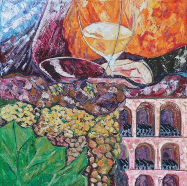"Il vino in cantina" başlıklı Tablo Roberto Bertani tarafından, Orijinal sanat, Petrol