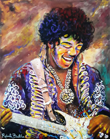 Painting titled "Jimi Hendrix" by Roberto Carlos Bertola, Original Artwork, Acrylic