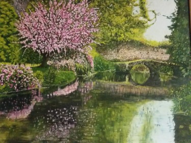 Painting titled "giardino romano.jpg" by Monica Polenghi, Original Artwork, Oil Mounted on Wood Stretcher frame
