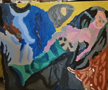 Pittura intitolato "La sirena della not…" da Roberto Capritti, Opera d'arte originale, Olio Montato su Telaio per barella in…