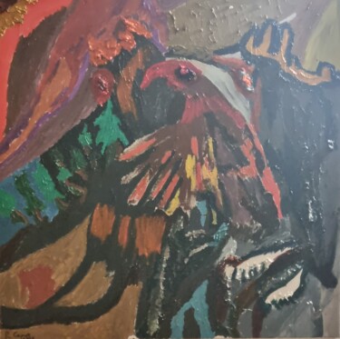 Pittura intitolato "Aquila, la supersti…" da Roberto Capritti, Opera d'arte originale, Olio Montato su Telaio per barella in…