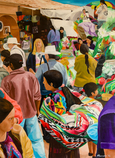 Pintura titulada "mercato-peruviano-1…" por Roberto Carradori, Obra de arte original