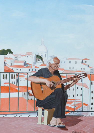 Painting titled "la-chitarra-40x60.j…" by Roberto Carradori, Original Artwork