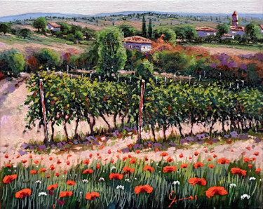 Painting titled "One day in the vine…" by Roberto Gai, Original Artwork, Oil Mounted on Wood Stretcher frame