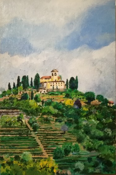 Painting titled "Santuario di Montev…" by Maggioni, Original Artwork, Oil