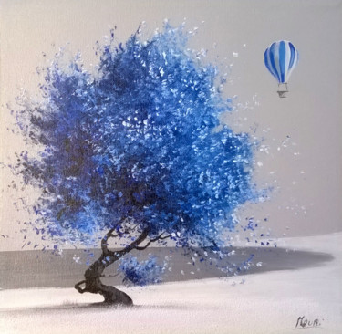 Malerei mit dem Titel "" Blue tree "" von Roberto Mauri, Original-Kunstwerk, Öl