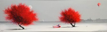 Pintura titulada "" Spiaggia " (red)" por Roberto Mauri, Obra de arte original, Oleo Montado en Bastidor de camilla de madera