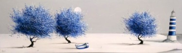 Картина под названием "" Spiaggia " (blue)" - Roberto Mauri, Подлинное произведение искусства, Масло