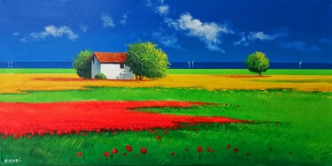 Painting titled "Color landscape (Pa…" by Roberto Mauri, Original Artwork, Acrylic Mounted on Wood Stretcher frame