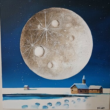Pintura intitulada "Luna in Prospettiva" por Roberto Mauri, Obras de arte originais, Óleo