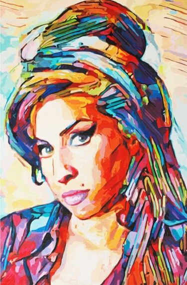 Pintura intitulada "Retrato Amy Winehou…" por Roberto Nunes, Obras de arte originais, Acrílico Montado em Armação em madeira
