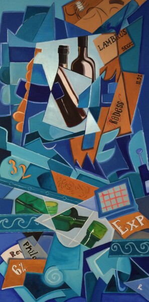Картина под названием "OLIO E VINO" - Roberto Re, Подлинное произведение искусства, Масло Установлен на Деревянная панель