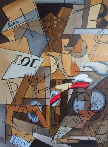 Painting titled "IL MIO TRICICLO ROS…" by Roberto Re, Original Artwork, Oil Mounted on Wood Panel