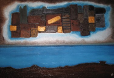 Painting titled "DIRTY CITY" by Roberto Re, Original Artwork, Chalk Mounted on Wood Panel