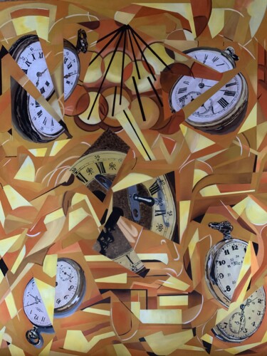 Painting titled "TEMPUS FUGIT AMOR M…" by Roberto Re, Original Artwork, Oil Mounted on Wood Panel