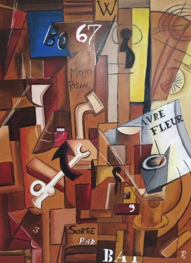 Painting titled "DIREZIONI DIVERSE" by Roberto Re, Original Artwork, Oil Mounted on Wood Panel