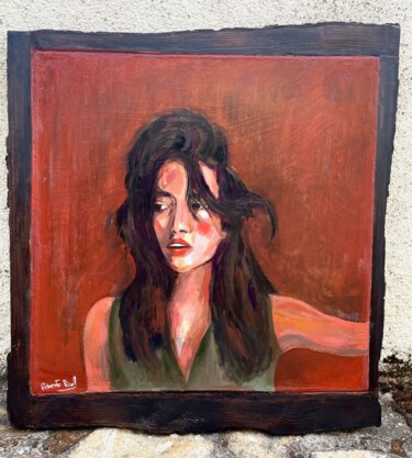 Painting titled "Louise" by Roberto Rivas, Original Artwork, Oil Mounted on Wood Stretcher frame