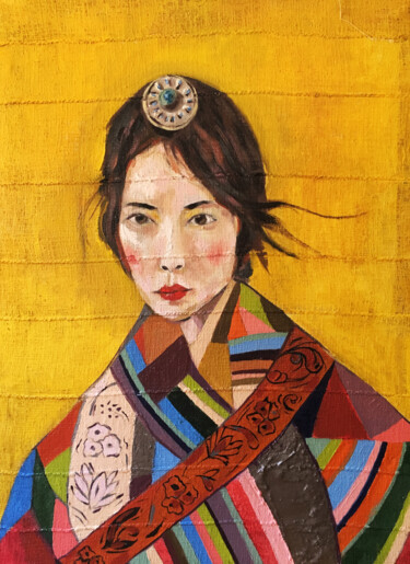 Peinture intitulée "Geisha" par Roberto Rivas, Œuvre d'art originale, Huile