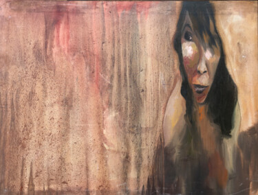 Painting titled "woman_2" by Roberto Rivas, Original Artwork, Oil Mounted on Wood Stretcher frame