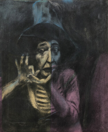 Drawing titled "Marcel_marceau" by Roberto Rivas, Original Artwork, Charcoal Mounted on Wood Stretcher frame