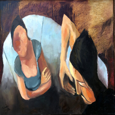 Painting titled "Coming back" by Roberto Rivas, Original Artwork, Oil Mounted on Wood Stretcher frame