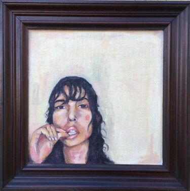 Painting titled "woman_7" by Roberto Rivas, Original Artwork, Oil Mounted on Wood Panel