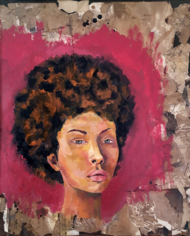 Malarstwo zatytułowany „Woman_5” autorstwa Roberto Rivas, Oryginalna praca, Olej Zamontowany na Drewniana rama noszy