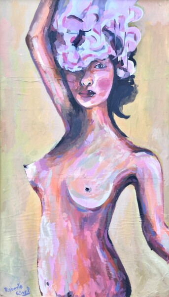 Painting titled "Woman_10" by Roberto Rivas, Original Artwork, Acrylic Mounted on Wood Stretcher frame