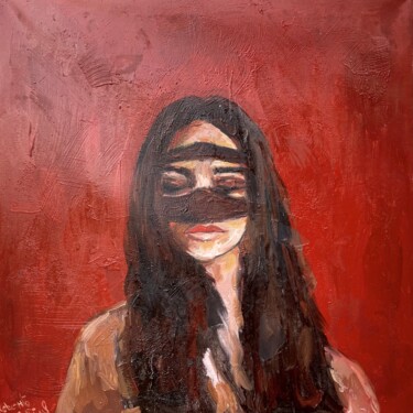 Pintura intitulada "Enmascarada" por Roberto Rivas, Obras de arte originais, Óleo