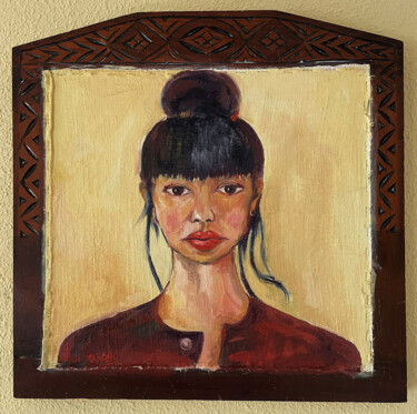 Pintura intitulada "Nina" por Roberto Rivas, Obras de arte originais, Óleo Montado em Painel de madeira