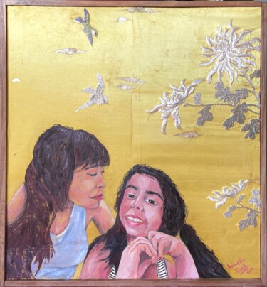 Malerei mit dem Titel "Sareh and Niece" von Roberto Rivas, Original-Kunstwerk, Öl